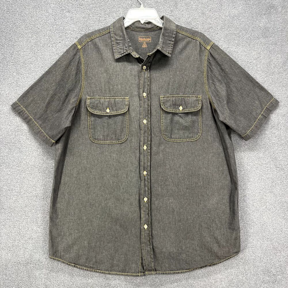 Boulder Creek Shirt Mens XL Tall Dark Gray Pocket‎ Button Up Short Sleeve